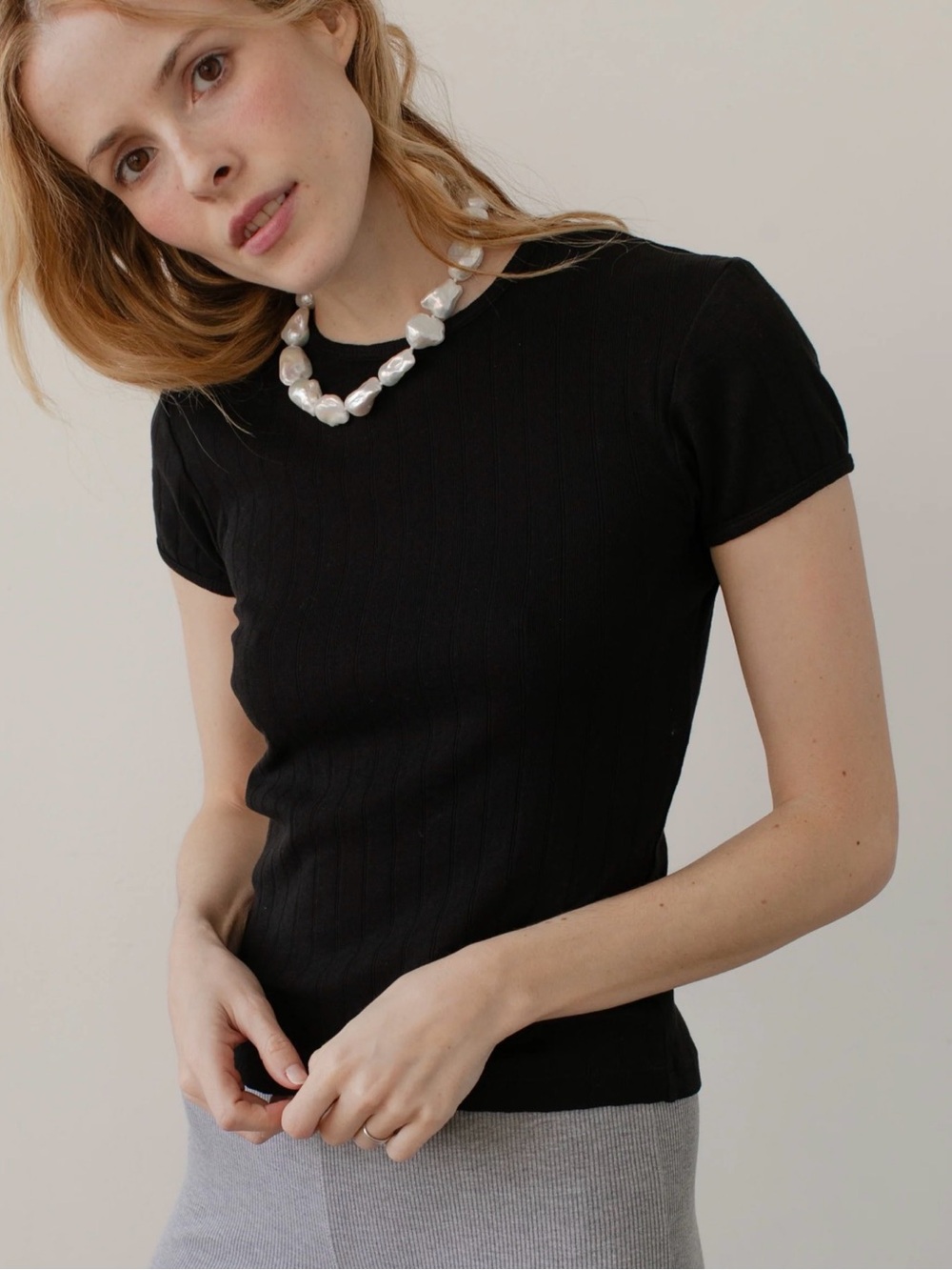 DONNI. | The Pointelle Baby Tee - Picture 6 of 7